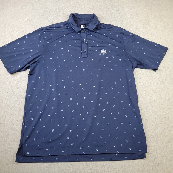 FootJoy Other - FootJoy Golf Polo Shirt Mens XL Blue Golf Tee Bag Ball Allover Short Sleeve